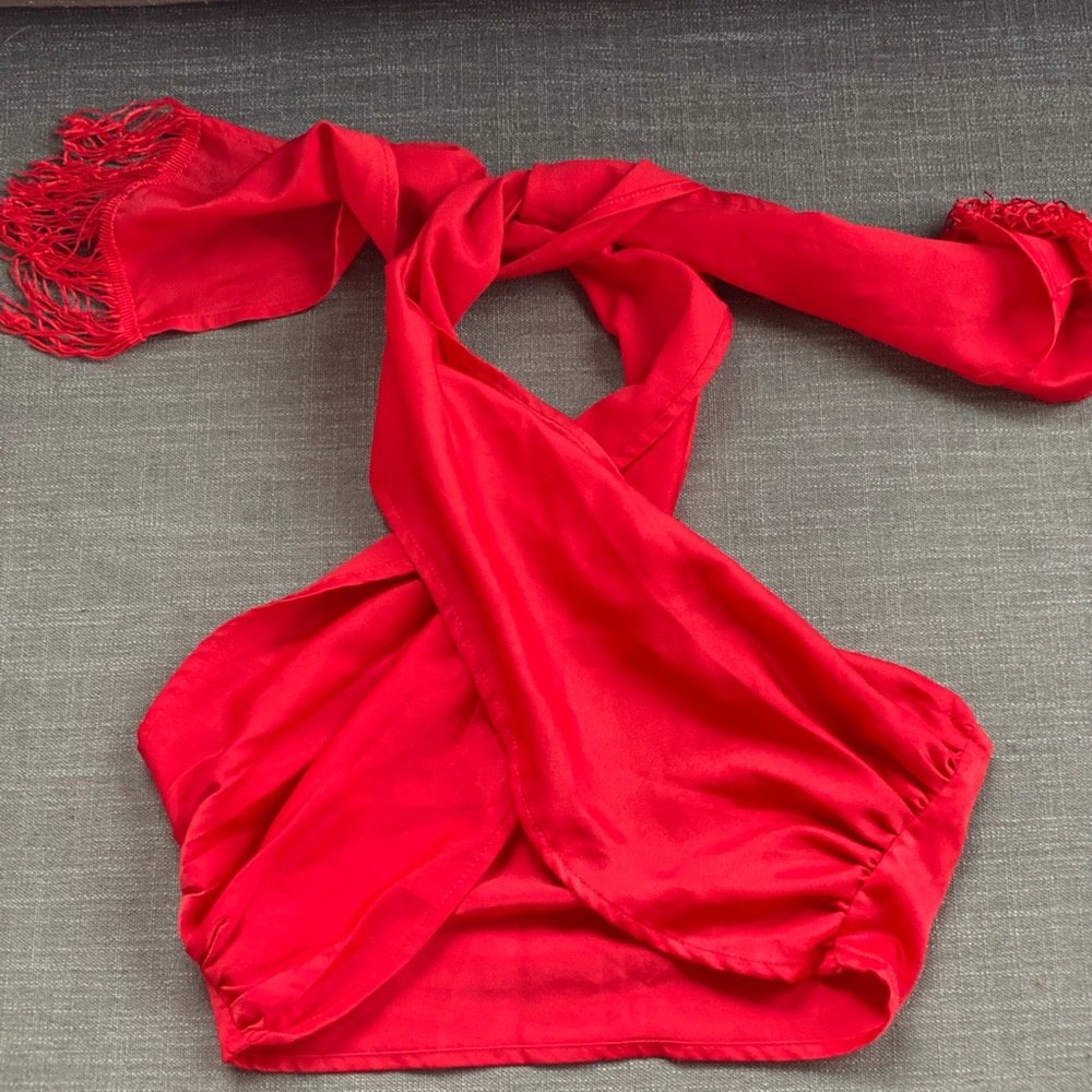Red scarf top